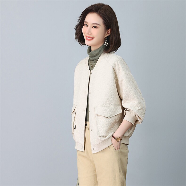 2024年春秋季新款潮韩版夹棉女宽松显瘦休闲外套,女装短外套,独衣靓
