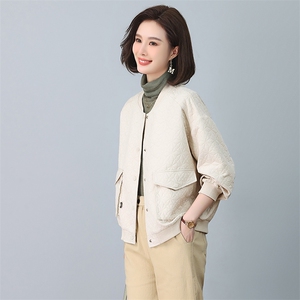2024年春秋季新款潮韩版夹棉女宽松显瘦休闲外套图片