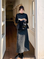 2026年春季新款高级感毛呢时尚套头马甲三件套装女气质套裙，女装套装/套裙，艾米莉亚