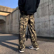 迷彩工装裤男女hiphop大口袋直筒拖地休闲裤oversize潮A7073-p49，男装工装外套，星座1008-2