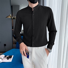 白秋季新款男士修身纯色立领店主风长袖衬衫301A-1/C01/P55，男装衬衫，星座301A-1