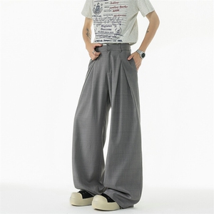 25新款工字褶A字西裤直筒阔腿垂感休闲长裤子潮504-K888-P55控78图片