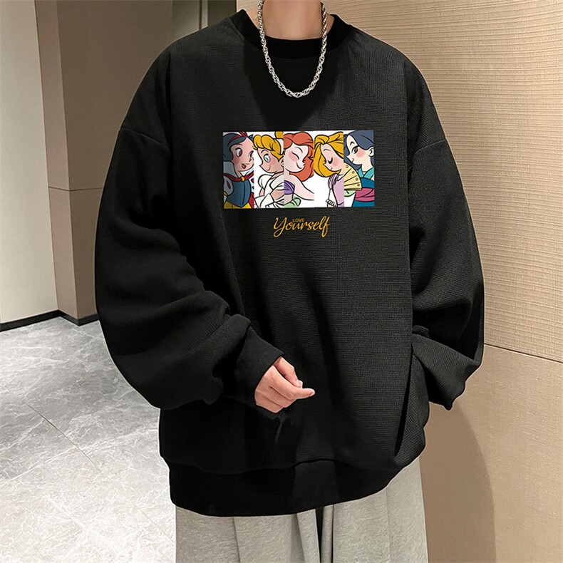 5XL华夫格卫衣男大码胖子圆领长袖t恤HW76396-P30加绒款-P40,男装卫衣,电商A040