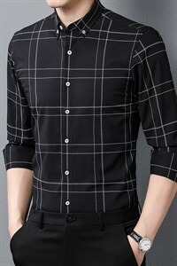 长袖衬衫男中年商务休闲春秋季新款男士工装衬衣男2023年新款图片