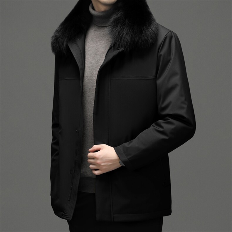 男士羽绒服中长款脱卸内胆加厚狐狸毛领男中老年爸爸冬装休闲外套,男装羽绒服,电商B212（原钱塘6029）
