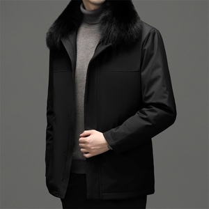 男士羽绒服中长款脱卸内胆加厚狐狸毛领男中老年爸爸冬装休闲外套图片