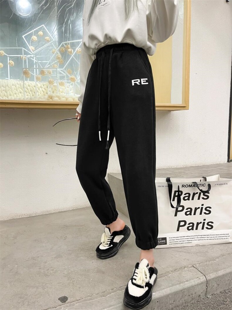 磨毛加绒卫裤，女装休闲裤，晶莉莱