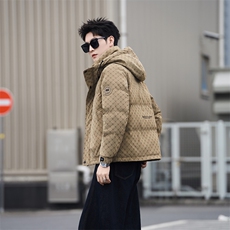 68828-M-4XL-P225标50绒男士休闲连帽皮质保暖百搭羽绒服外套，男装羽绒服，电商B255
