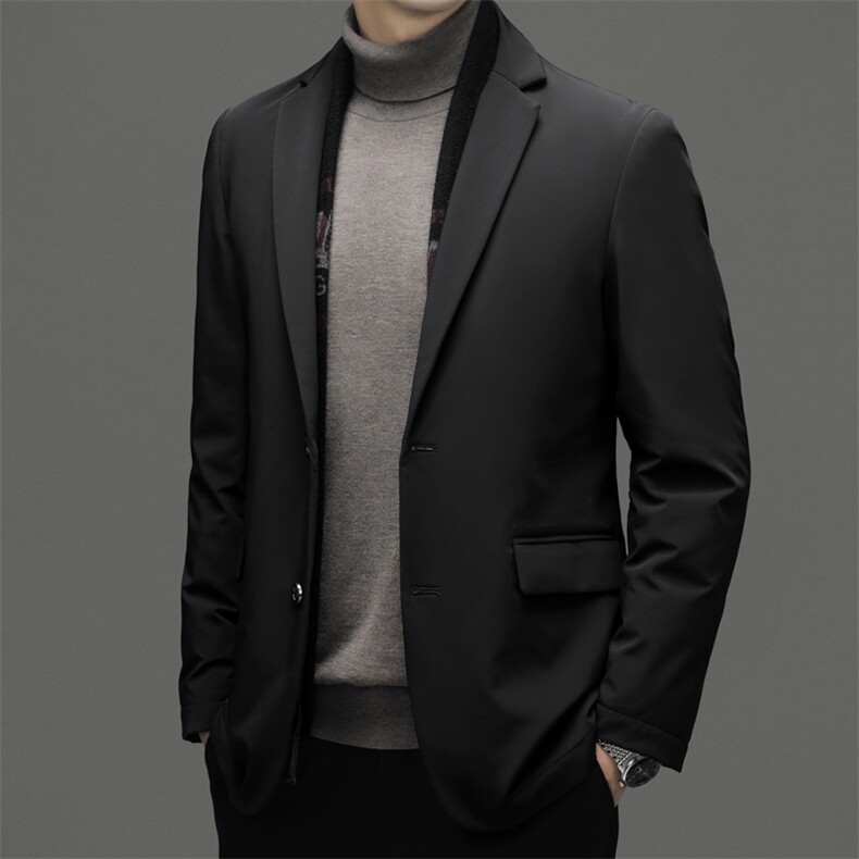 新款西装领加厚保暖羽绒服男士冬季中年商务休闲可脱卸领男装外套,男装羽绒服,电商B212（原钱塘6029）