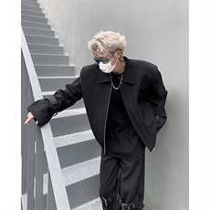 痞帅皮扣装饰翻领夹克外套男士夹棉加厚飞行服上衣冬季JK119-P138，男装夹克，星座512-1（原513-3）