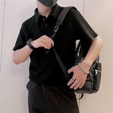 8970/P58控78夏季小伙美式拼接设计感Polo衫T恤轻奢痞帅男白灰色1，男装T恤，星座305B