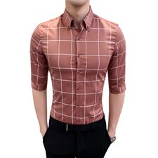 2021夏季七分袖格子衬衫男中袖半袖短袖衬衣A470-CS06，男装衬衫，电商A207