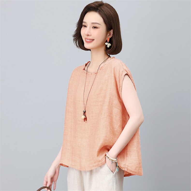 纯苎麻女夏季2025新款轻奢高级感洋气减龄妈妈夏装刺绣休闲,女装衬衫,独衣靓