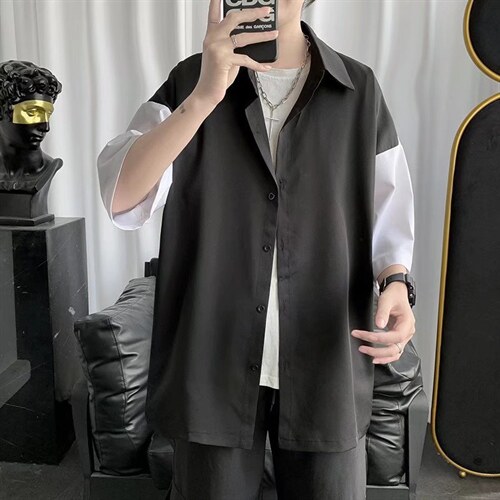 五分袖衬衫春款男港风潮流C00005P30，男装衬衫，星座1116-2