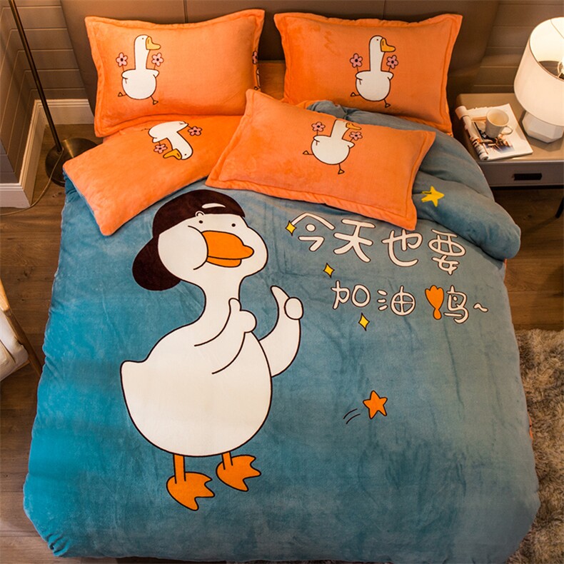 秋冬新品加厚大版印花法莱绒四件套，床品套件，一起卖家纺