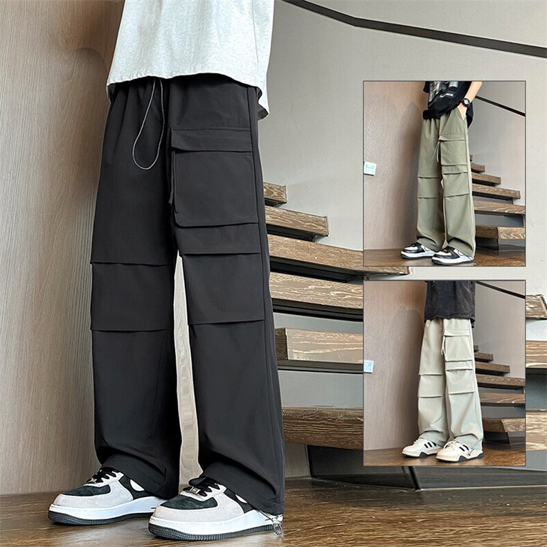 春夏季新款美式休闲工装裤男潮流宽松直筒拖地阔腿裤子KZ001-P35，男装休闲裤，星座217-5