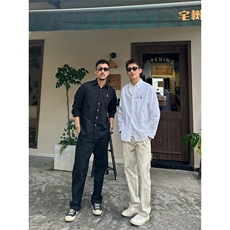 夏季冰丝亚麻感薄款长袖衬衫男战马刺绣宽松防晒衬衣外套C039-P35，男装防晒衣，星座1004-3