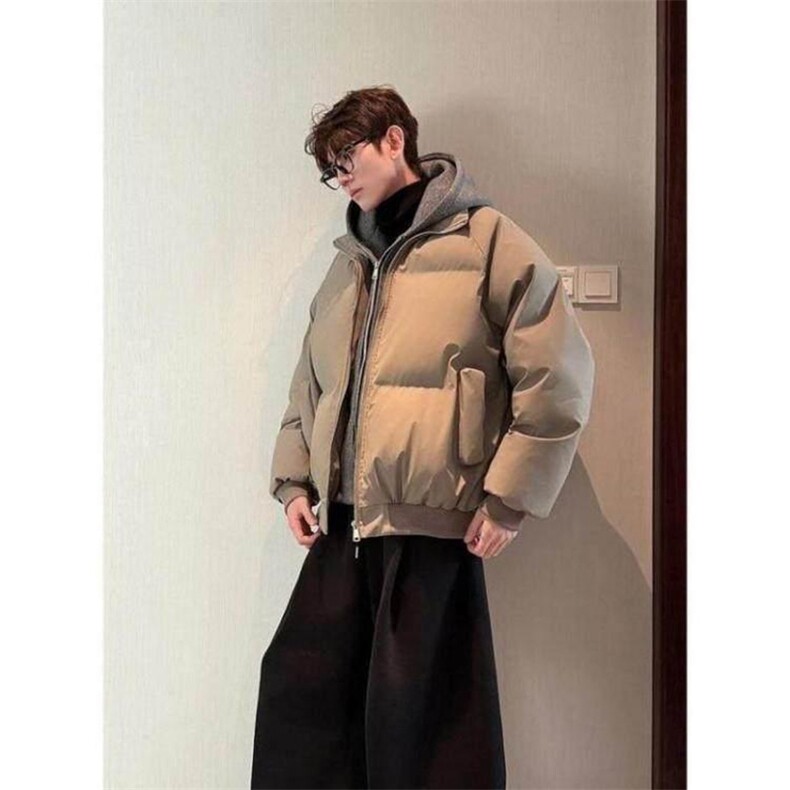 现货高品质重磅工艺美式高街假两件PU皮棉衣男女加厚棉服外套,男装棉衣,电商A486