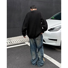 美式圆领毛衣男慵懒风休闲水貂绒提花针织衫M562P45，男装针织衫/毛衣，星座1116-2