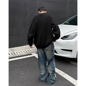 美式圆领毛衣男慵懒风休闲水貂绒提花针织衫 M562 P45图片
