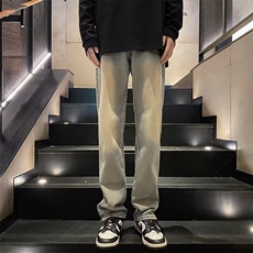 美式hiphop裤子高街潮牌ins裤脚开叉牛仔裤男大破洞长裤K3274-P41，男装牛仔裤，星座412-3