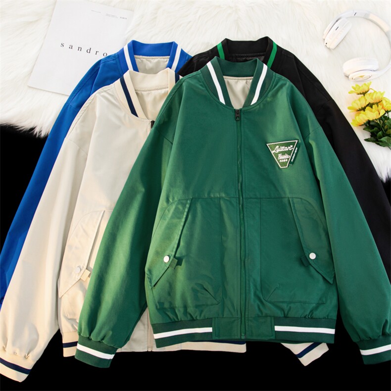 毛毯风2026春季新款印花棒球服夹克外套情侣休闲潮A436-8901-P50,男装夹克,电商A436