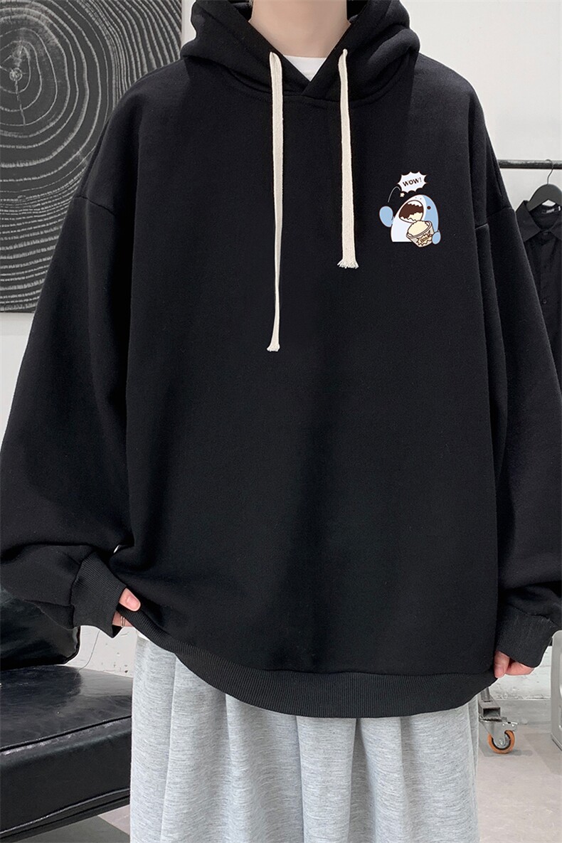 WY2239-P35加绒款-P40纯棉连帽卫衣男大码运动帽衫宽松薄外套男,男装卫衣,电商A040