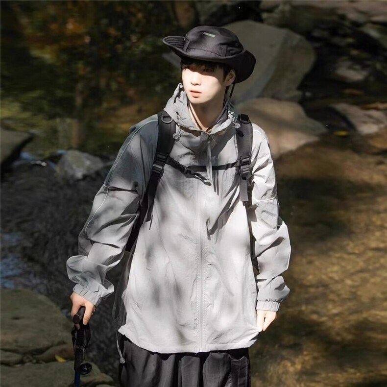 防晒衣男夏季美式高街薄款宽松连帽防晒服夹克潮FY991,男装防晒衣,星座208-5