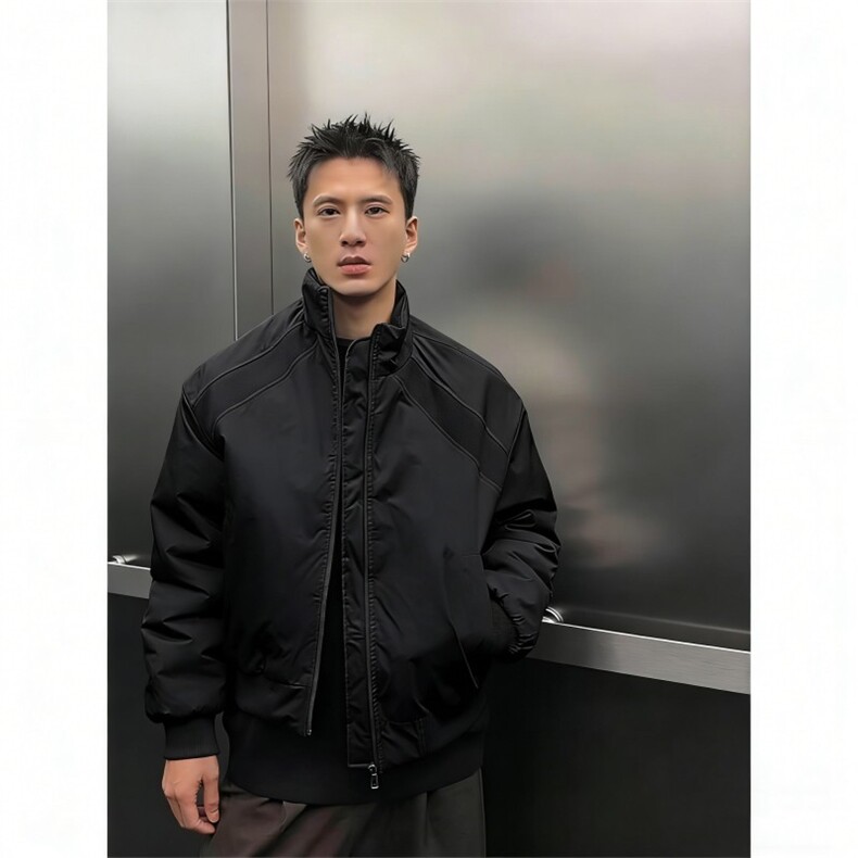 高品质春装新款老钱风美式高街解构立领棒球服飞行夹克潮休闲外套,男装夹克,电商A443