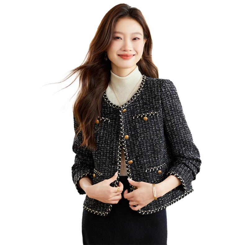 现货小香风短外套女2025秋季新款小香气质小个子显瘦长袖上衣,女装短外套,英标秀（1C119）
