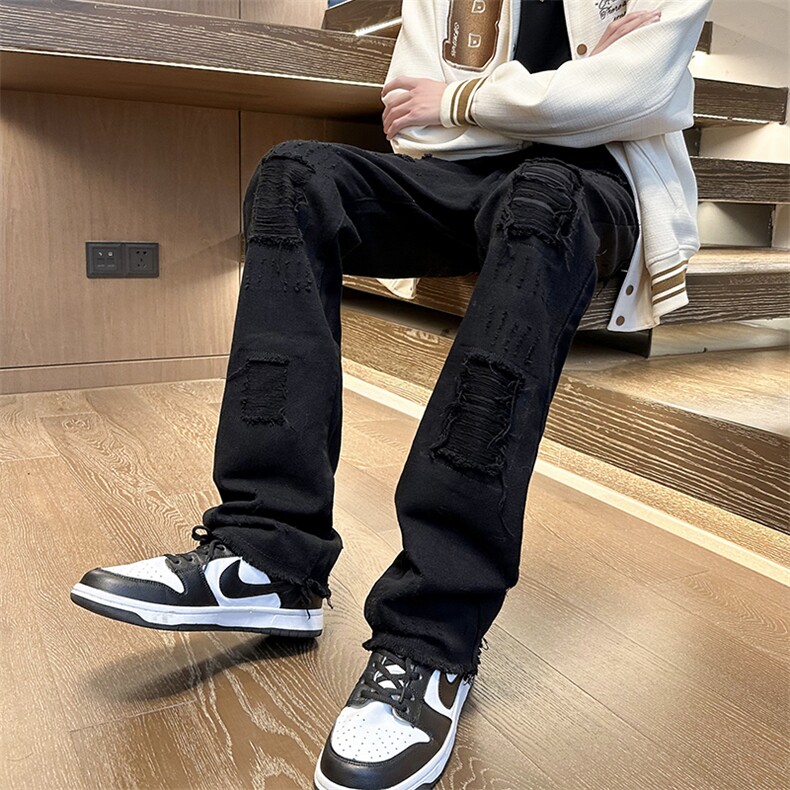 痞帅高级感牛仔裤毛边牛仔裤美式高街男休闲裤1412-2/087/P58，男装牛仔裤，星座1412-2