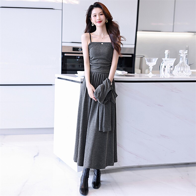 精品现货2024新款时尚休闲气质女针织甜美女修身显瘦三件套连衣裙,女装套装/套裙,奋斗女王