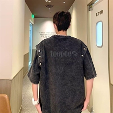 美式重磅洗水做旧可拆卸袖子设计感小众短袖t恤宽松背心无袖男女，男装背心/马甲，星座410-7