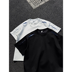 260克曼巴棉条纹结构拼接设计款夏季基础百搭T恤短袖男特P28，男装T恤，电商C306-1