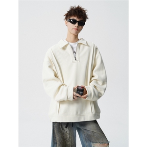 现货 WY10167-特P45 控88 新款高品质大码百搭宽松半拉链卫衣男图片