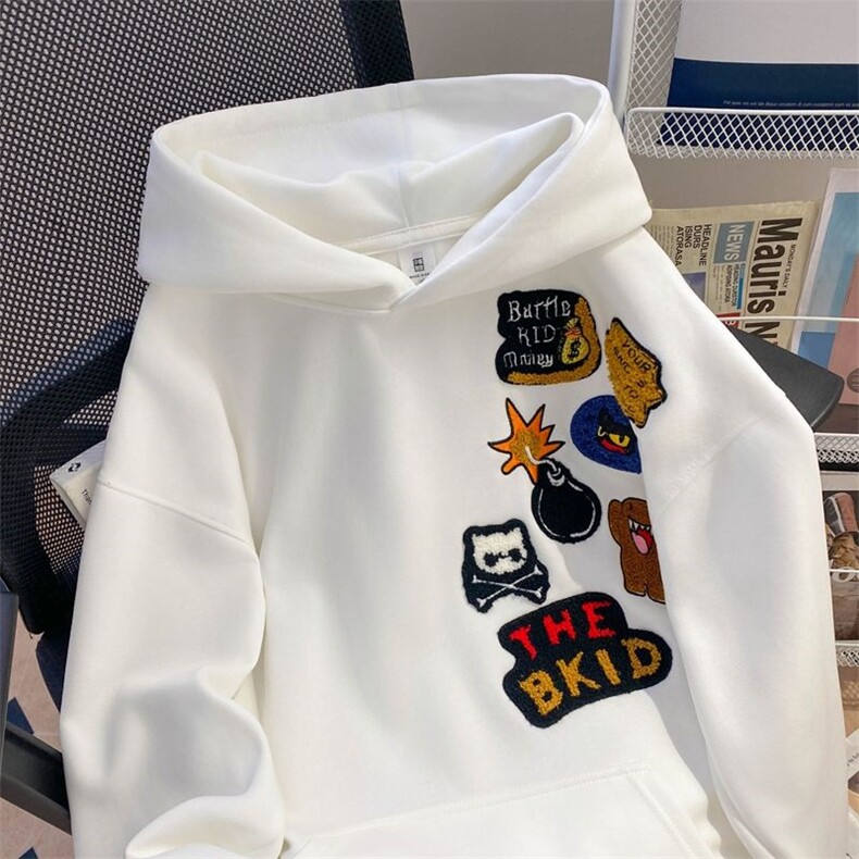 万针刺绣结构设计重磅秋冬全棉高品质美式高街连帽卫衣外套Y7802,男装卫衣,电商A486