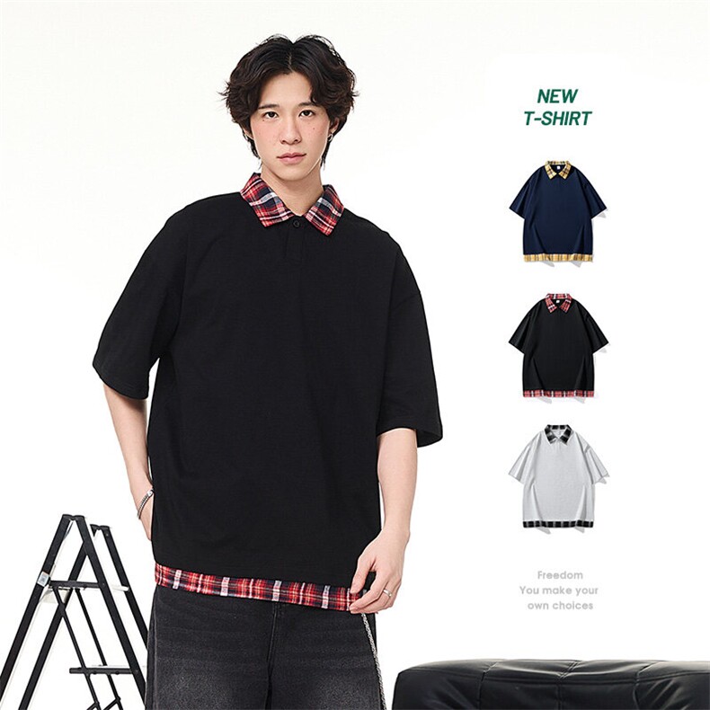 美式POLO衫质感短袖t恤男生夏季盐系阳光穿搭重磅潮牌宽松半袖，男装Polo衫，星座1206（原A206）