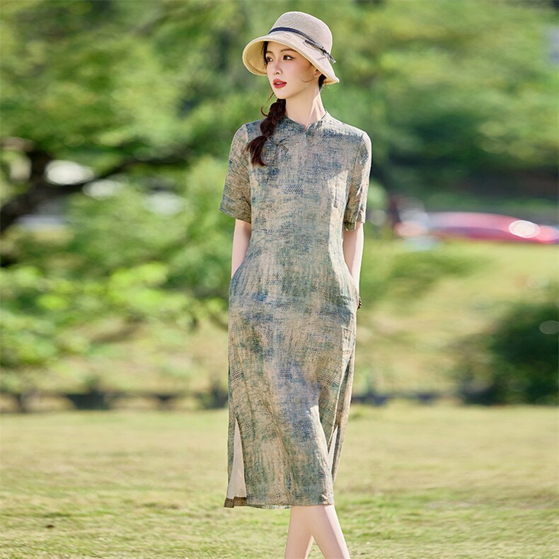 2026年夏季苎麻旗袍文艺/优雅,女装汉服/婚纱/旗袍/礼服,江南依恋