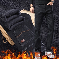 NK017现货秋冬季加厚加绒牛仔裤男士弹力商务潮流休闲百搭长裤，男装牛仔裤，星座224