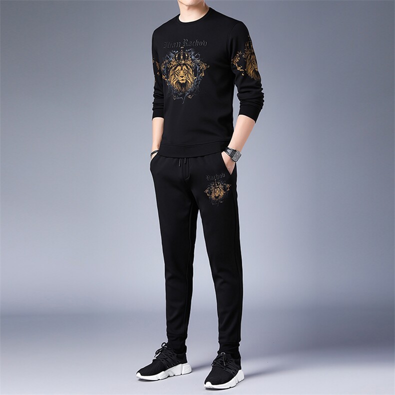SA8676-2钱塘2020-2中青年男士休闲圆领卫衣套装冬款新款P140,男装休闲套装,钱塘207-2