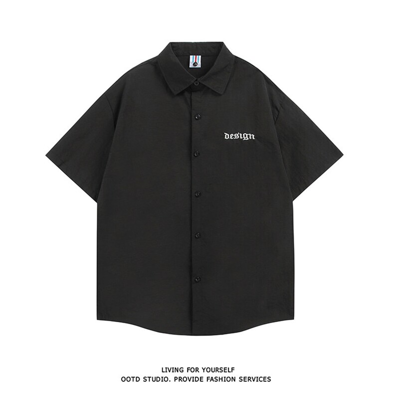 夏季新款速干短袖刺绣衬衫潮流港风宽松百搭男半袖CS285-P35,男装T恤,星座301C-5