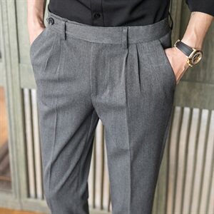 C795 2021年春夏款九分小西裤休闲男裤子同A105款-灰色图片