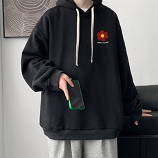 WY2257-P35加绒款-P40纯棉连帽卫衣男大码运动帽衫宽松薄外套男，男装卫衣，电商A040