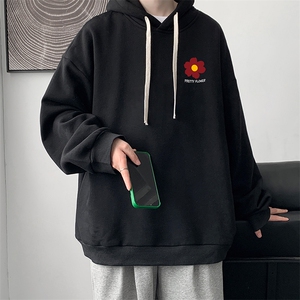 WY2257-P35加绒款-P40纯棉连帽卫衣男大码运动帽衫宽松薄外套男