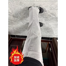 美式灰色直筒加绒男潮牌cIeanfit水洗复古长裤子K7055-1#P45网图，男装卫衣，电商B245