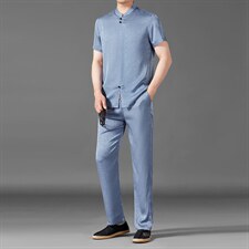 中老年男棉麻短袖中式唐装男风夏季亚麻套装MJ7226-P105，男装民族服装，星座1105-3