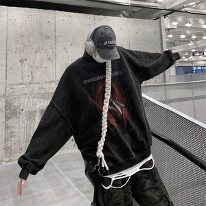 水洗做旧加绒加厚卫衣男23冬高领人物印花打底衫 XZ514-2-X57-P78图片