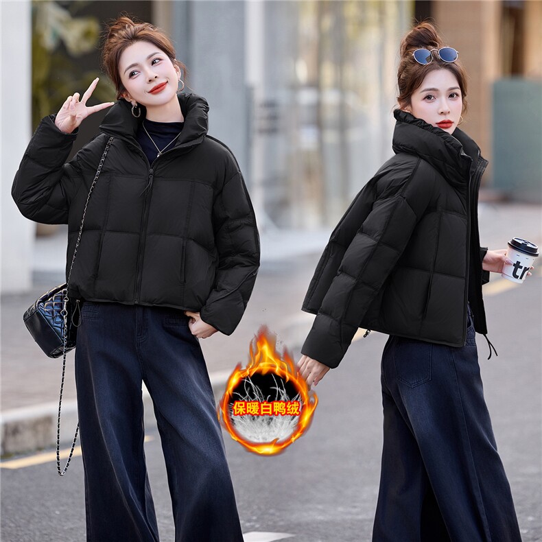 2025冬装新款简约时尚休闲高领白鸭绒羽绒服,女装羽绒服,歌伊格美