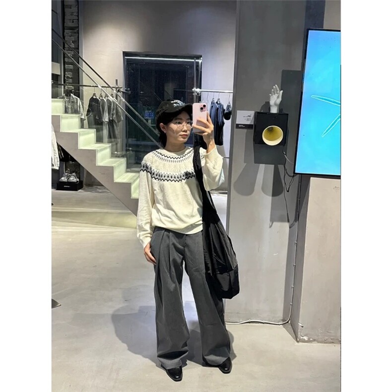 staythenight费尔岛绞花毛衣男款秋冬慵懒高级感白色打底针织衫,男装针织衫/毛衣,电商D256A(原A064A)
