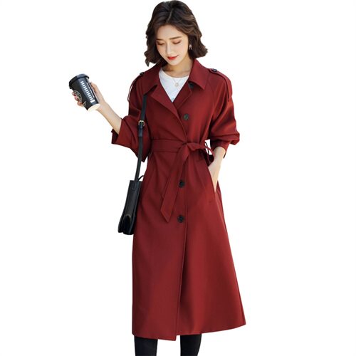 2025春秋新款中长款韩范气质简约百搭时尚纯色风衣外套，女装风衣，姿衣坊